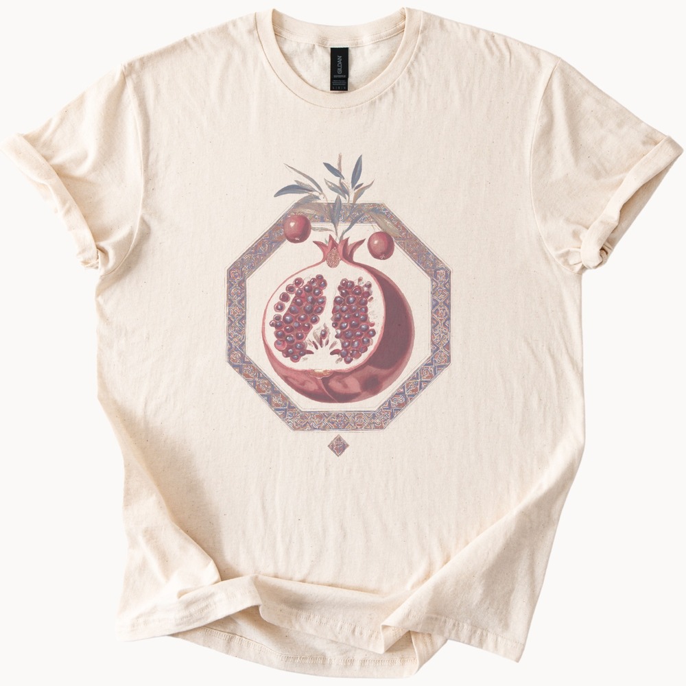Pomegranate Botanical Graphic Tee Ornate Illustration Art